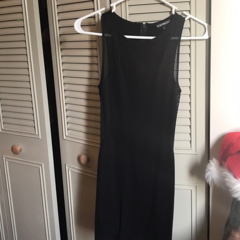 Mesh cut out black dress